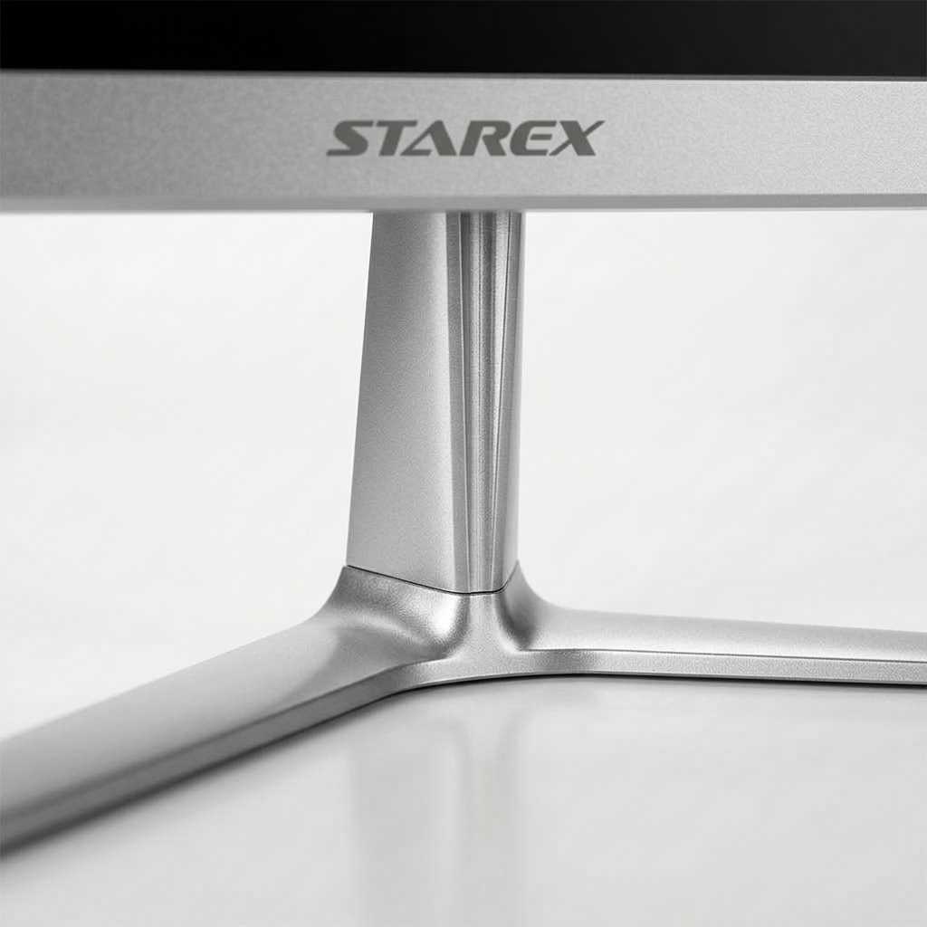 Metallic Silver Stand & Clean Cable Flow.
